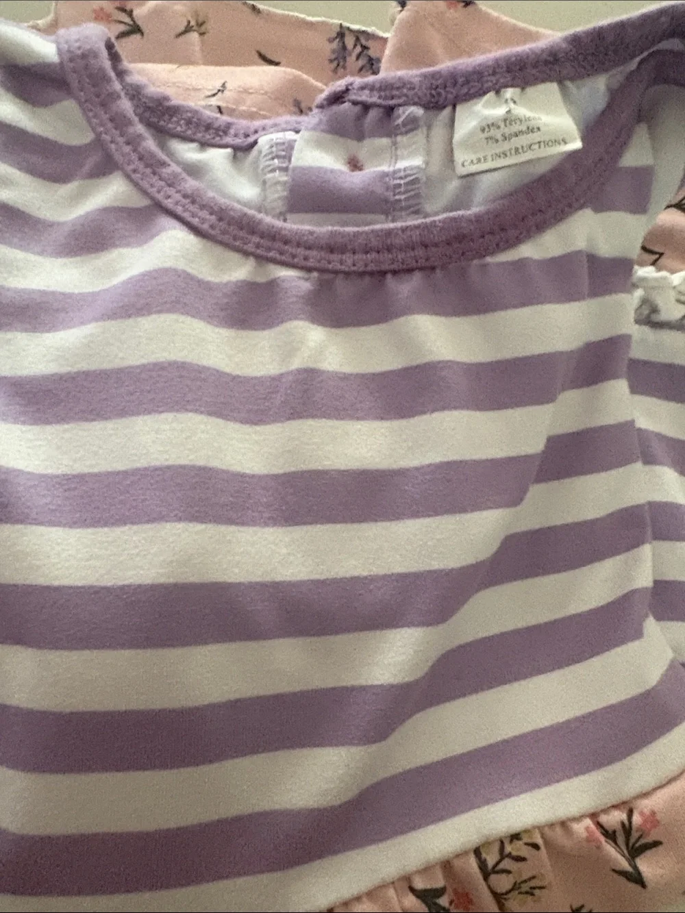 Girls' Lavender and Pink Floral Pajama Set - Two-Piece Nightwear